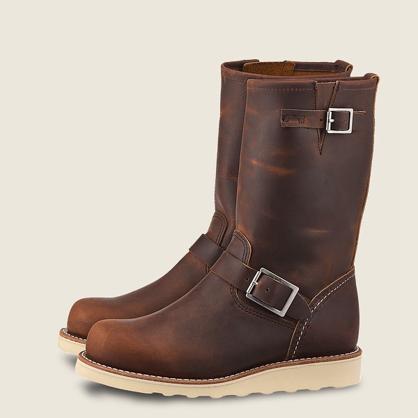 Red Wing Womens Heritage Boots - Classic Engineer - Tall Rough & Tough Leather - Dark Brown - DFJ702